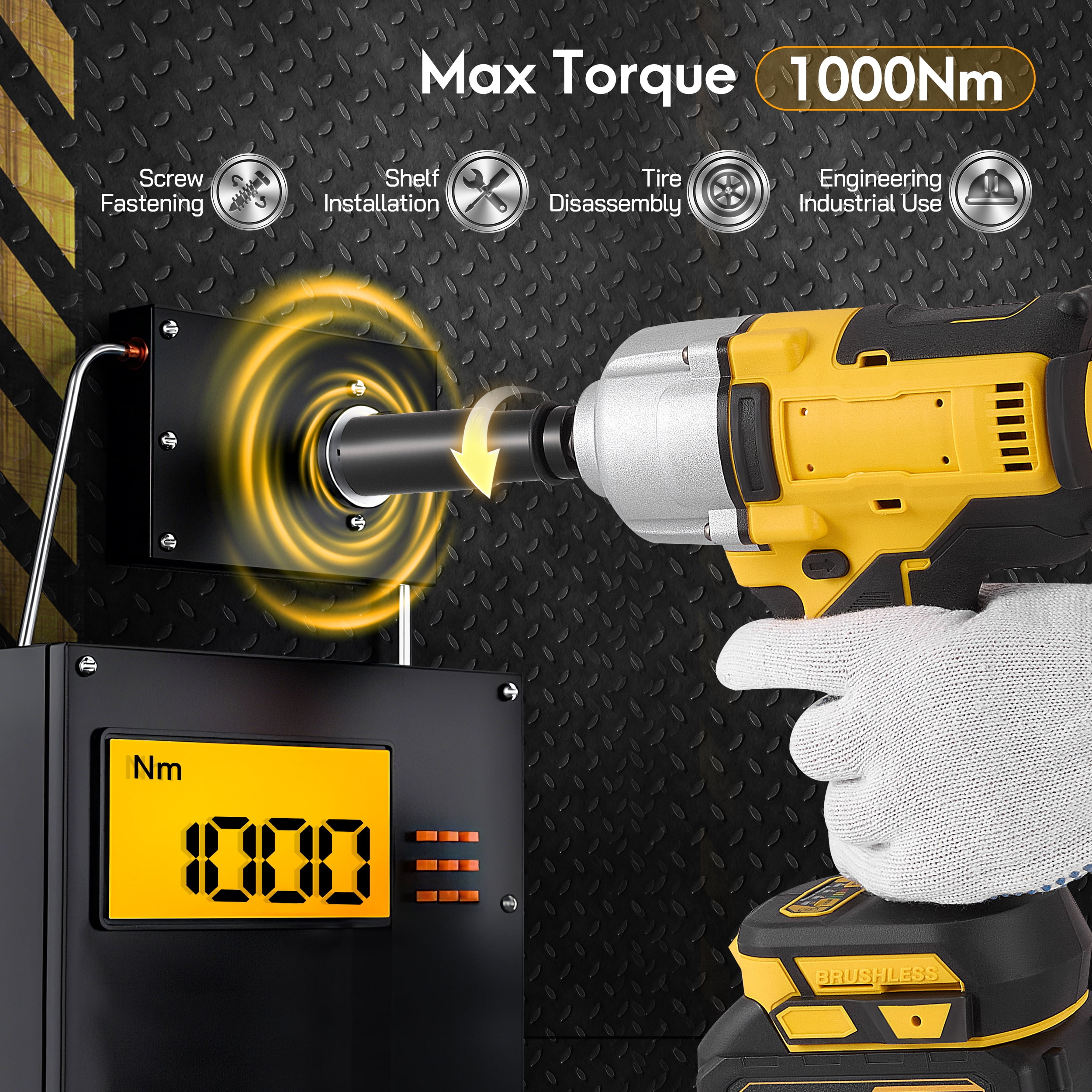 RELOIVE 1/2" Cordless Impact Wrench, Max Torque 737.562 ft-lbs(1000 N.m),3800 RPM Brushless Motor, 2 x 4.0Ah Batteries, 3 Speed Modes with Stepless Adjustment, Power Impact Wrench for Home, Car, Tire