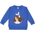 thumbnail image 2 of Inktastic Cute Mermaid, Little Mermaid, Brown Hair, Pink Flowers Toddler Sweatshirt, 2 of 4