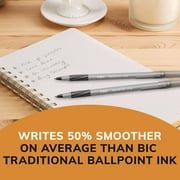 BIC Round Stic Grip Xtra Comfort Ballpoint Pen, Stick, Fine 0.8 mm, Black Ink, Gray/Black Barrel, Dozen