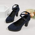 thumbnail image 5 of Women's Buckled Mary Jane Shoes Chunky Heel Dress Pumps Closed Toe Party Wedding Dress Shoes Casual Solid Color Pointed Toe Shoes, 5 of 9