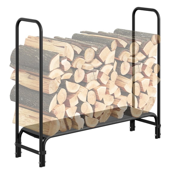 4FT Heavy-Duty Firewood Rack - 2000lbs Capacity, Indoor/Outdoor Wood Holder, Space-Saving Organizer for Neat Firewood Storage, Black