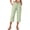 Green, variant on High Waist Striped Capri Pants for Women, Wide Leg Cropped Trousers with Pockets - Casual Summer Linen Look Culottes Blue XXL