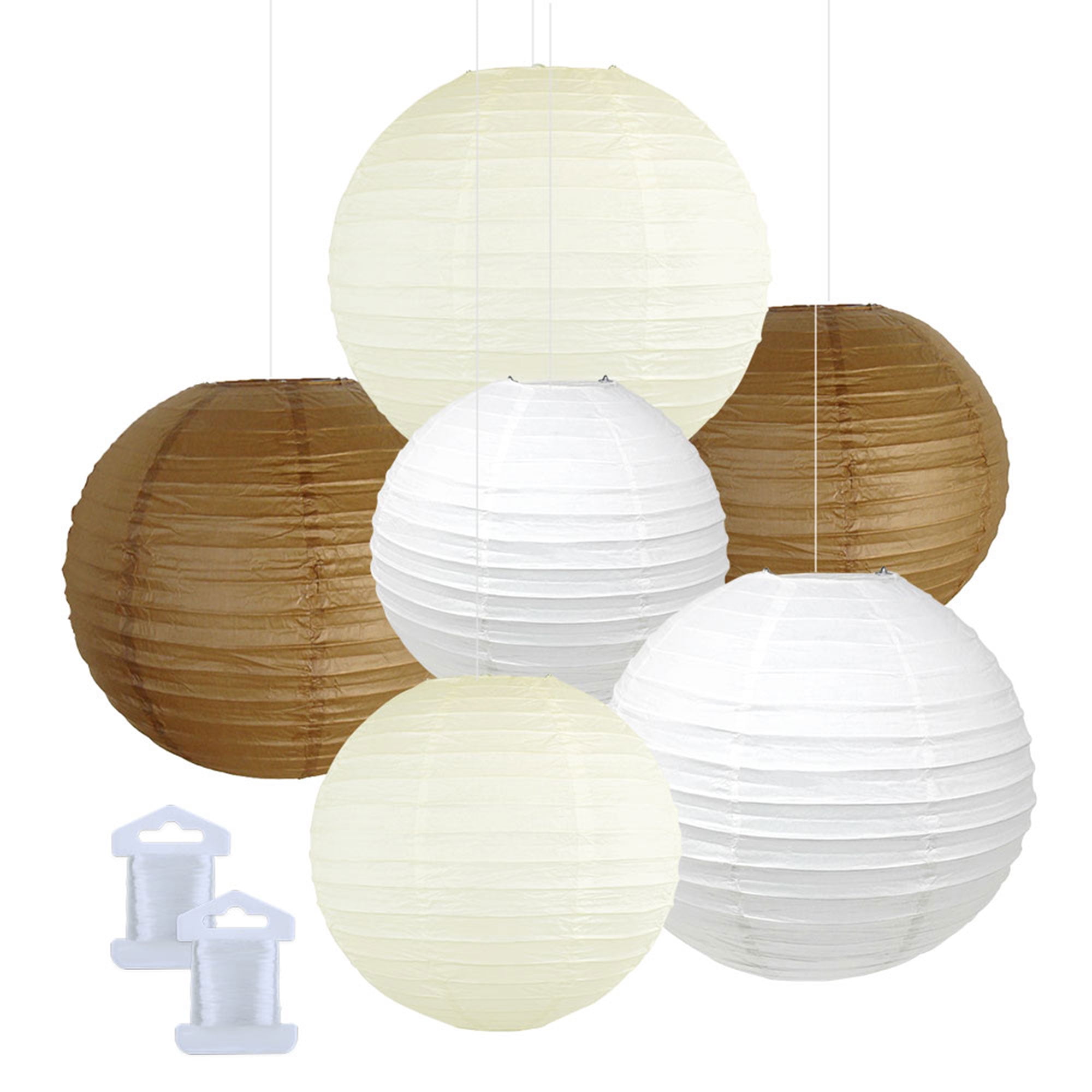 Just Artifacts 6pcs Assorted Size Decorative Round Hanging Paper