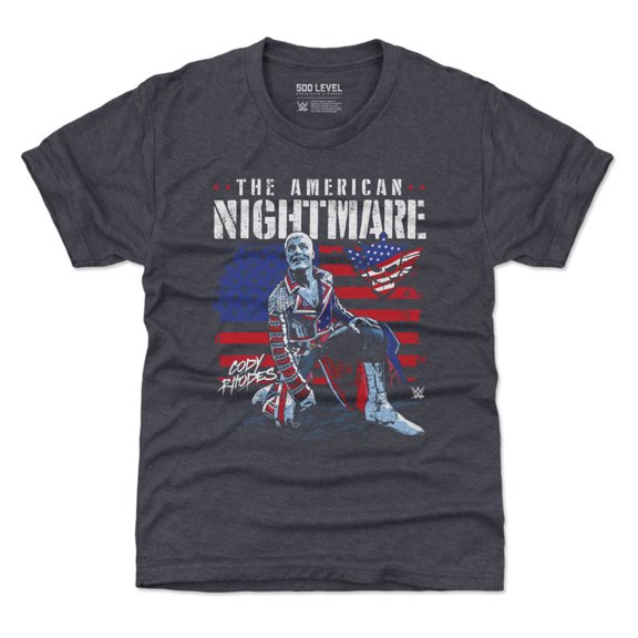 Youth 500 Level Heather Navy Cody Rhodes American Flag Tri-Blend T-Shirt