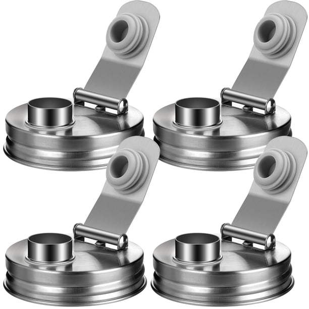 Tapa con Pico Vertedor para Frascos Mason de Acero Inoxidable 4PCS