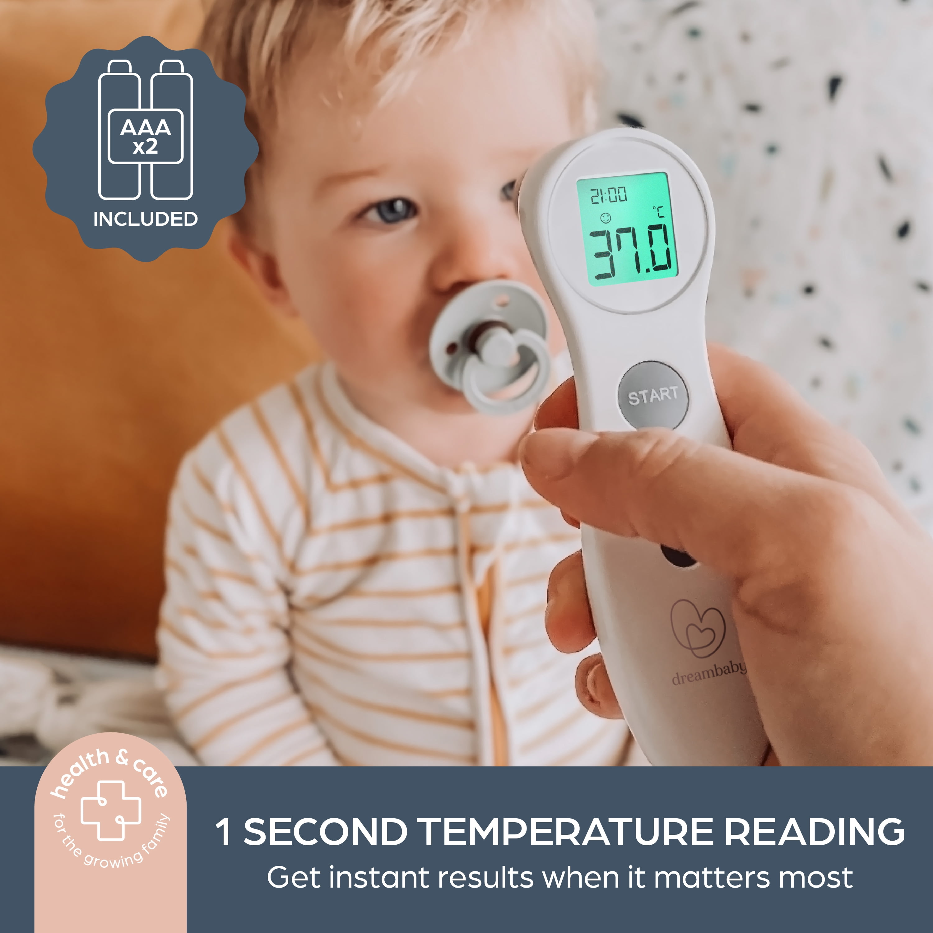 Dreambaby® Touchless Non Contact Digital Infrared Forehead Thermometer - Fever Temperature Scanner - for Baby and Adults (with Object Mode Switch Option)