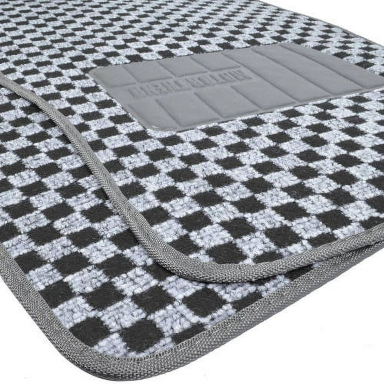 Motor Trend FatRug Checkered Carpet Floor Mats, Gray, Vintage