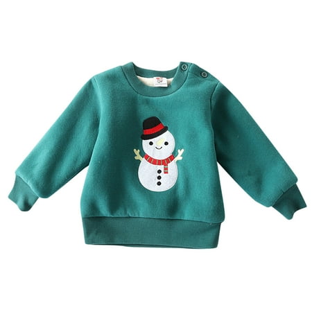 

Xmas Kids Child Toddler Infant Newborn Boys Girls Cartoon Animals Long Sleeve Thick Pullover Sweatshirt Tops Blouse Christmas Clothes Outfits Green 80