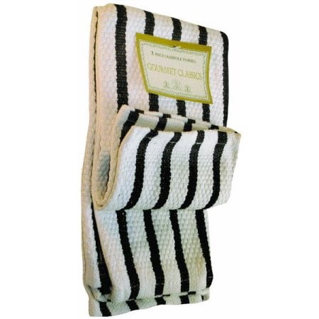 Harold Import Company Striped Dish Cloth (Set of 2), Black and