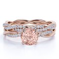 thumbnail image 1 of JeenMata Anillo de Bodas Nupcial de 1,75 Quilates con Morganita y Moissanita de Corte Redondo Engastado con Anillo de Compromiso y Alianza de Boda en Oro de 18 K sobre Plata, 1 of 6