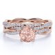 thumbnail image 1 of JeenMata Anillo de Bodas Nupcial de 1,75 Quilates con Morganita y Moissanita de Corte Redondo Engastado con Anillo de Compromiso y Alianza de Boda en Oro de 18 K sobre Plata, 1 of 6