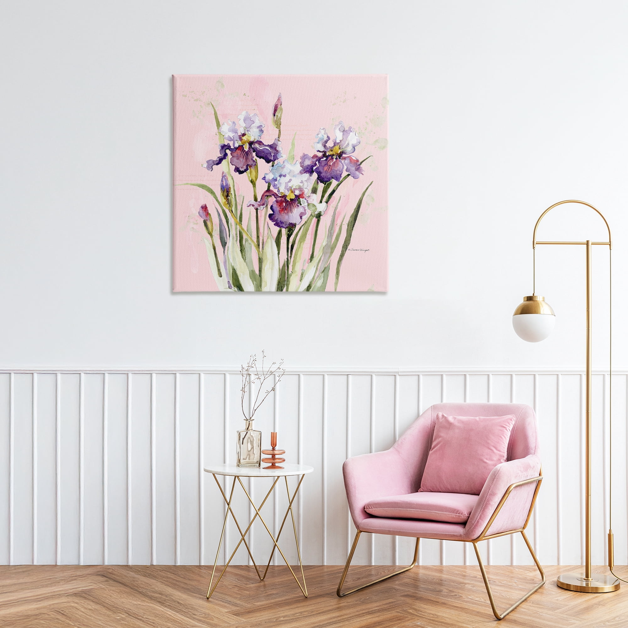 Stupell Industries Purple Irises on Pink Canvas Wall Art, design by Susan Winget