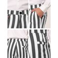 thumbnail image 6 of INSPIRE CHIC Men's Striped Pants Skinny Fit Color Block Dress Trousers 32 Gray White, 6 of 7