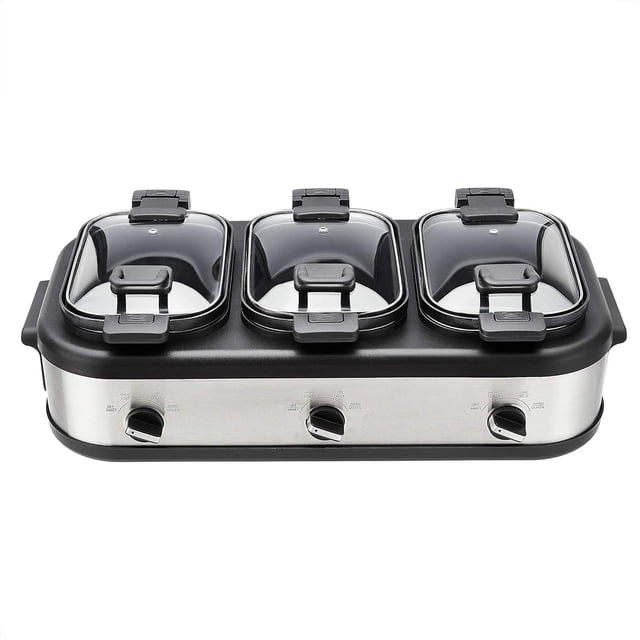 walmart Basics Stainless Steel 3x2.5QT Triple Slow Cooker (Previously walmartCommercial brand)