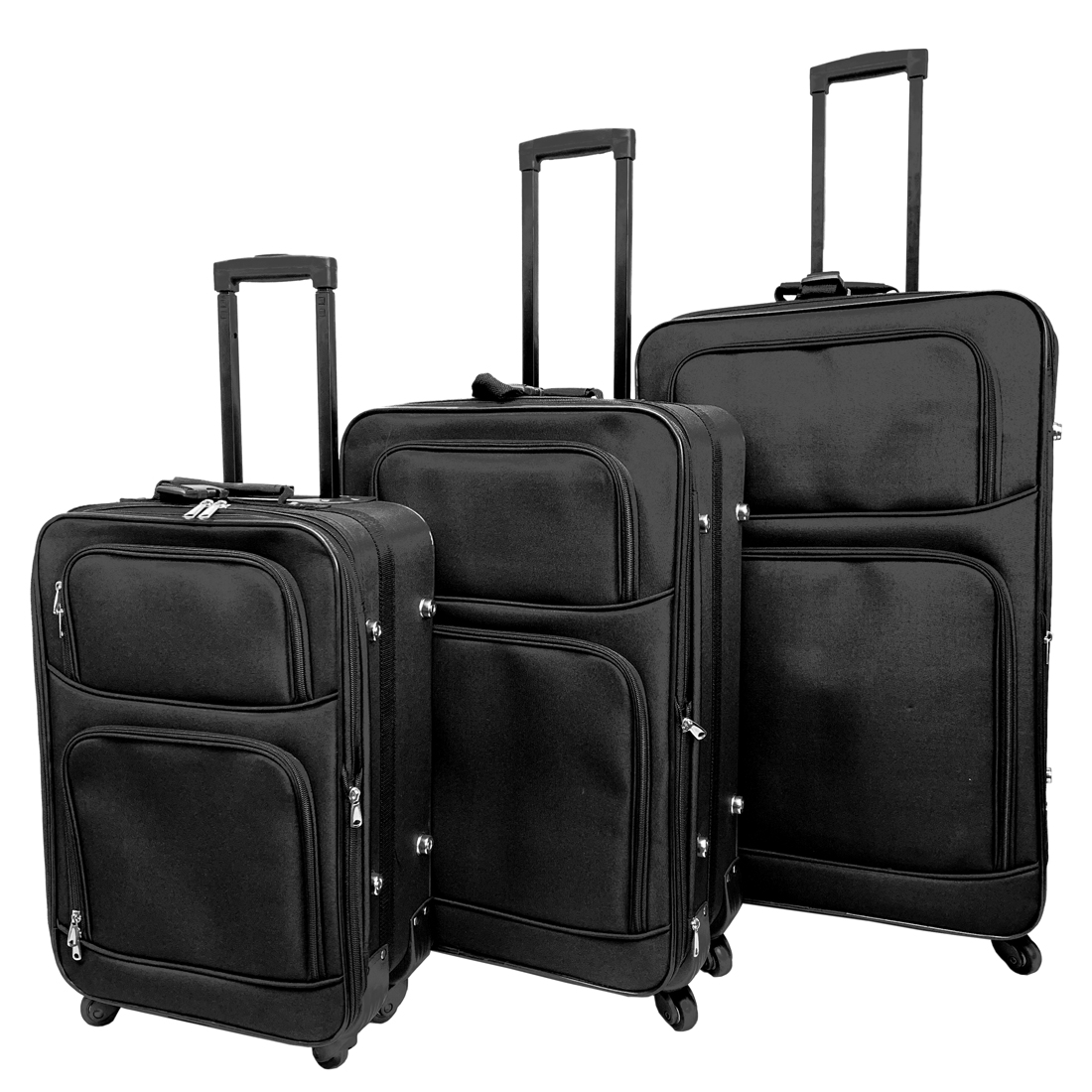 Luggage Set 3pcs Spinner Rolling Travel Suitcase Black