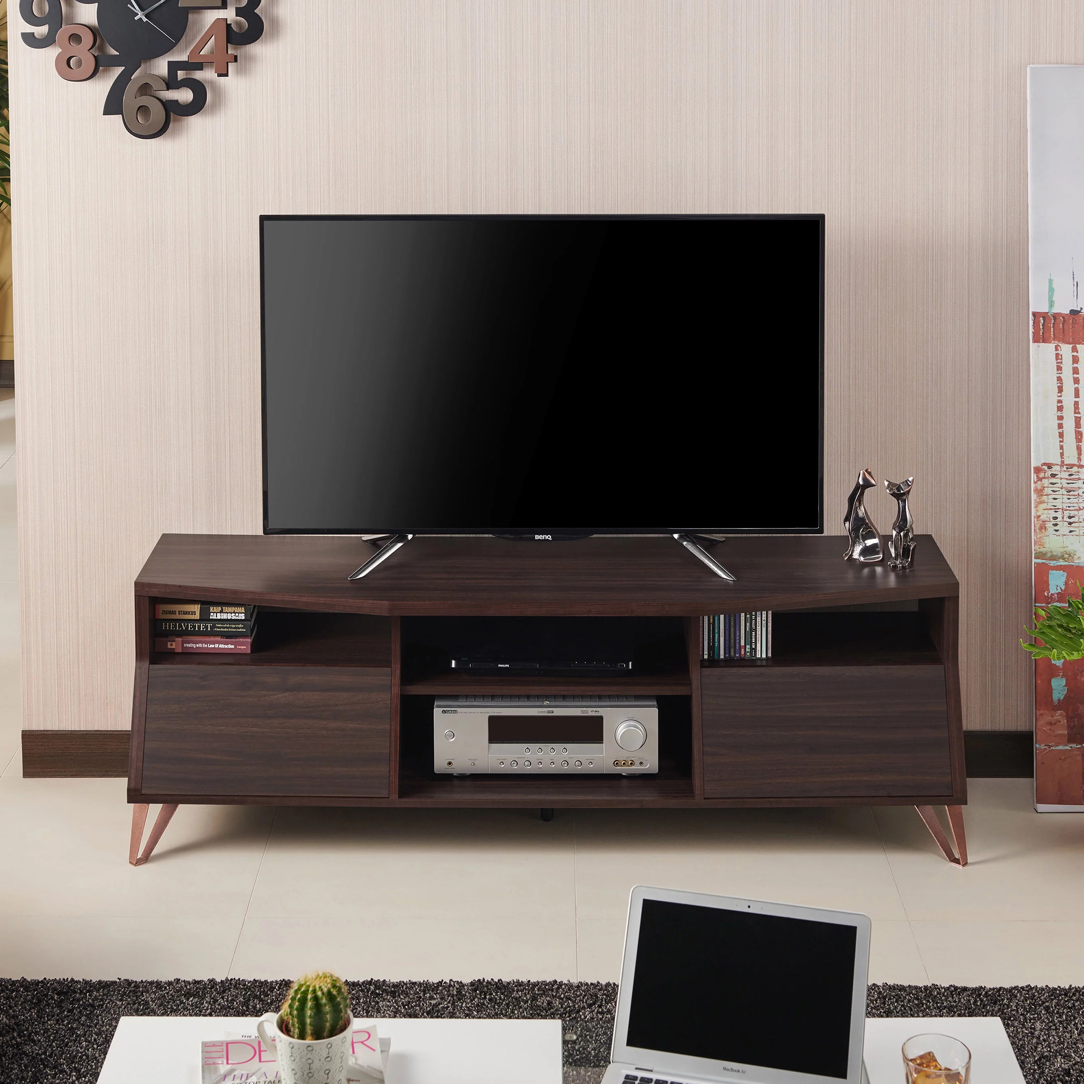 Furniture of America Otis TV Stand with 2 Drawers for TV up to 63", Brown
