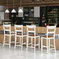 thumbnail image 5 of Costway Wooden Bar Stool Set of 2 Bar Chairs with LVL Rubber Wood Frame, Backrest, Footrest White, 5 of 10