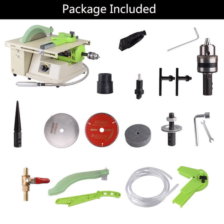 TOPCHANCES Mini Table Saw & Polisher – 0-10,000 RPM Benchtop Jewelry Rock Grinder With Flexible Shaft, 110V