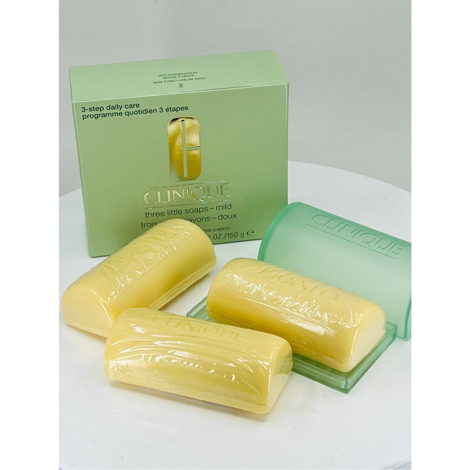 Clinique 3 Little Soaps with Travel Dish, Mild 5.2 oz