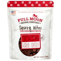Full Moon All Natural Human Grade Dog Treats, Essential Beef Savory Bites, 14 Ounce C25