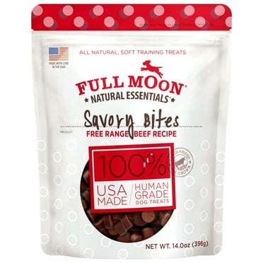 Full Moon All Natural Human Grade Dog Treats, Essential Beef Savory Bites, 14 Ounce C25