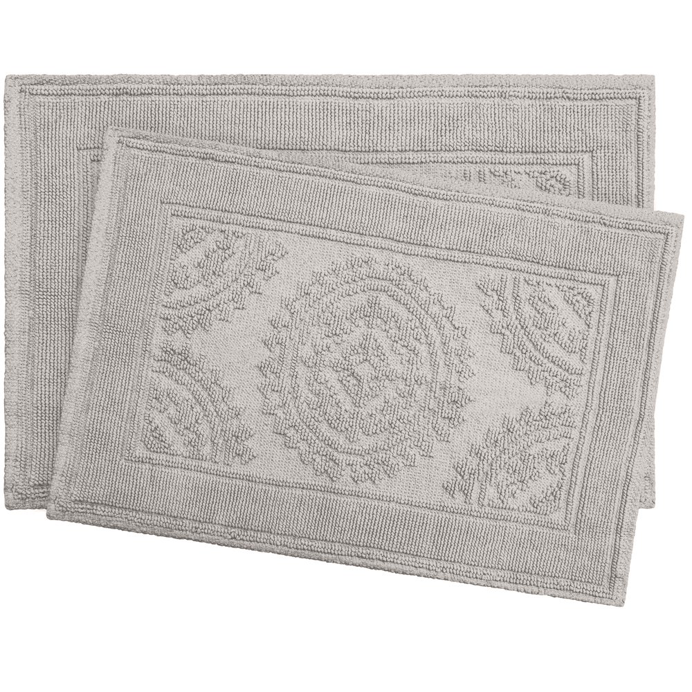 Jean Pierre Cotton Stonewash Medallion 2Piece Bath Rug Set, Taupe Grey