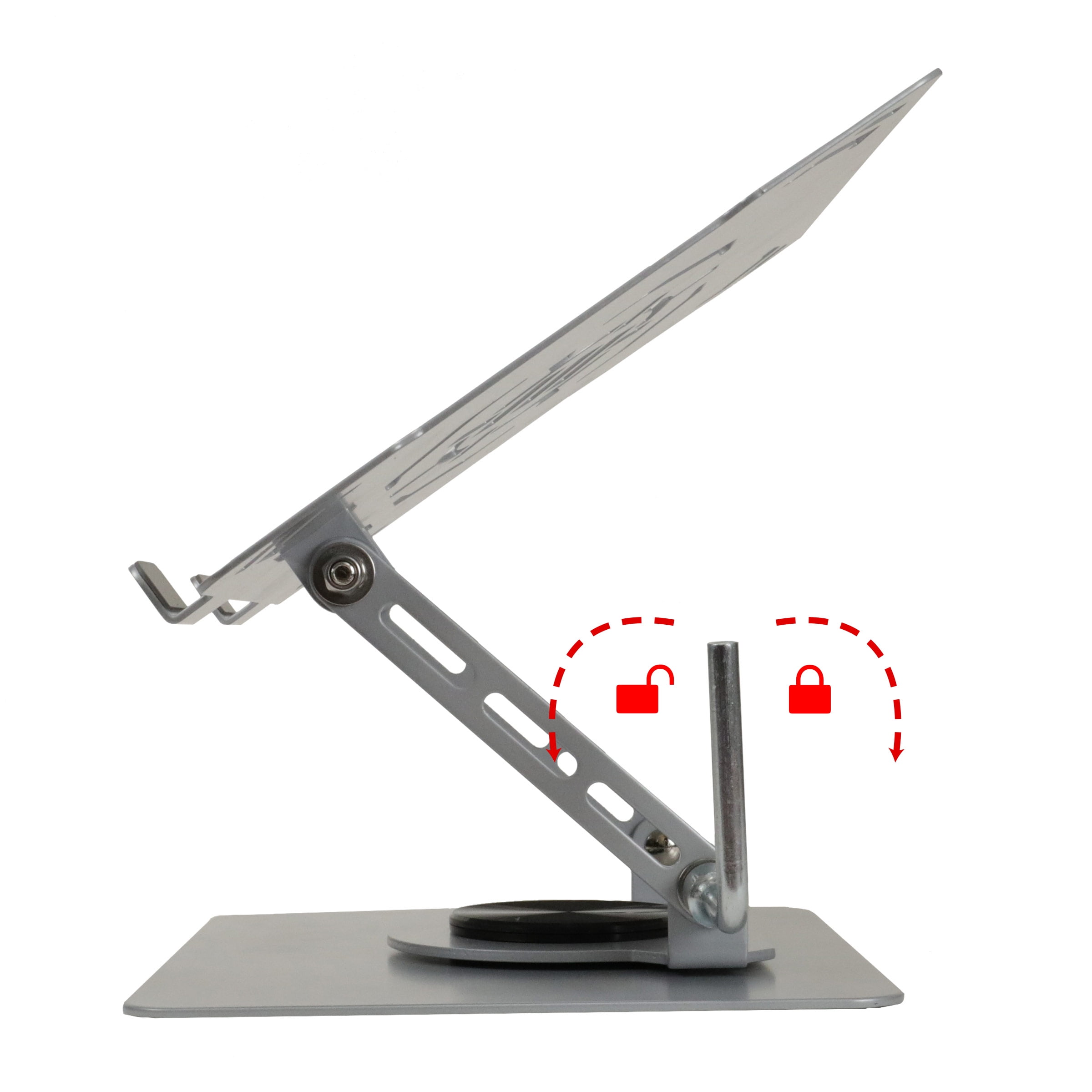 ENHANCE R1 Rotating Laptop Stand with 3 Cable Holders - Adjustable Laptop Riser for Desk - Silver