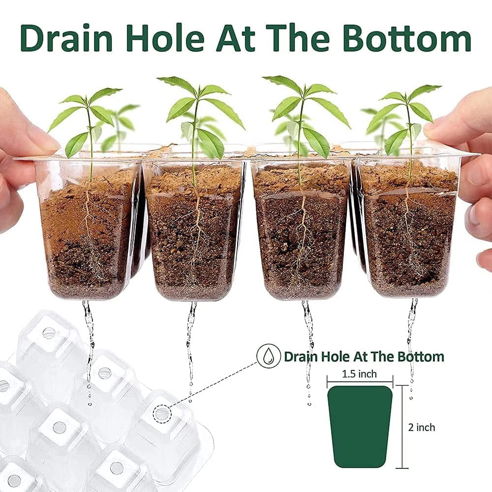Fangsheng 10 Pack Seed Starter Kit, 120 Cells Germination Trays with Dome - Plastic Seeding Tools and Labels Included