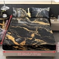 thumbnail image 4 of ZIATUBLES 3 Pcs Twin Size Sheet Set, Soft Comfort Bedding Sets with 1 Fitted Sheet and 2 Pillowcases, Cooling Cozy All-Season Bed Sheets, Black Yellow Marble Printed, 4 of 9