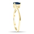 thumbnail image 2 of SZUL Women's Pear Shaped Sapphire and Diamond Wave Ring in 10K Yellow Gold, 2 of 5