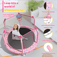 thumbnail image 2 of Mini Trampoline for Kids with Safety Enclosure Net, 55" Toddler Trampoline with No-Gap Safe Design, Segmart Recreational Trampolines for Birthday Gifts, Rebounder Trampoline with Ocean Balls, 2 of 8