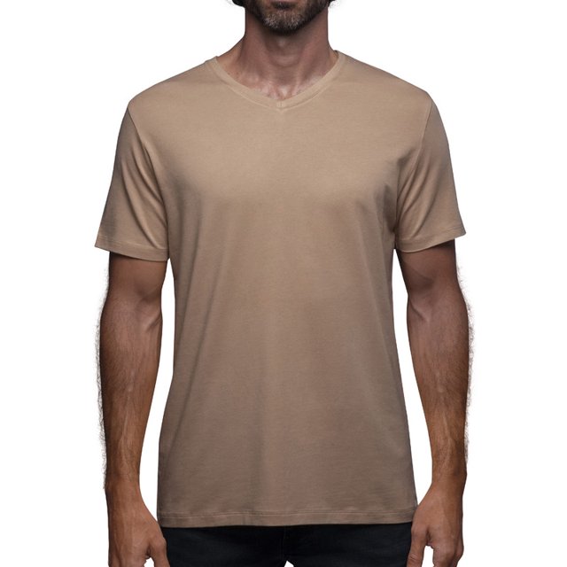 Playera Cuello V Para Hombre De Algodón Pima y Tela Spandex Unbranded Co V Neck Camel 2XL