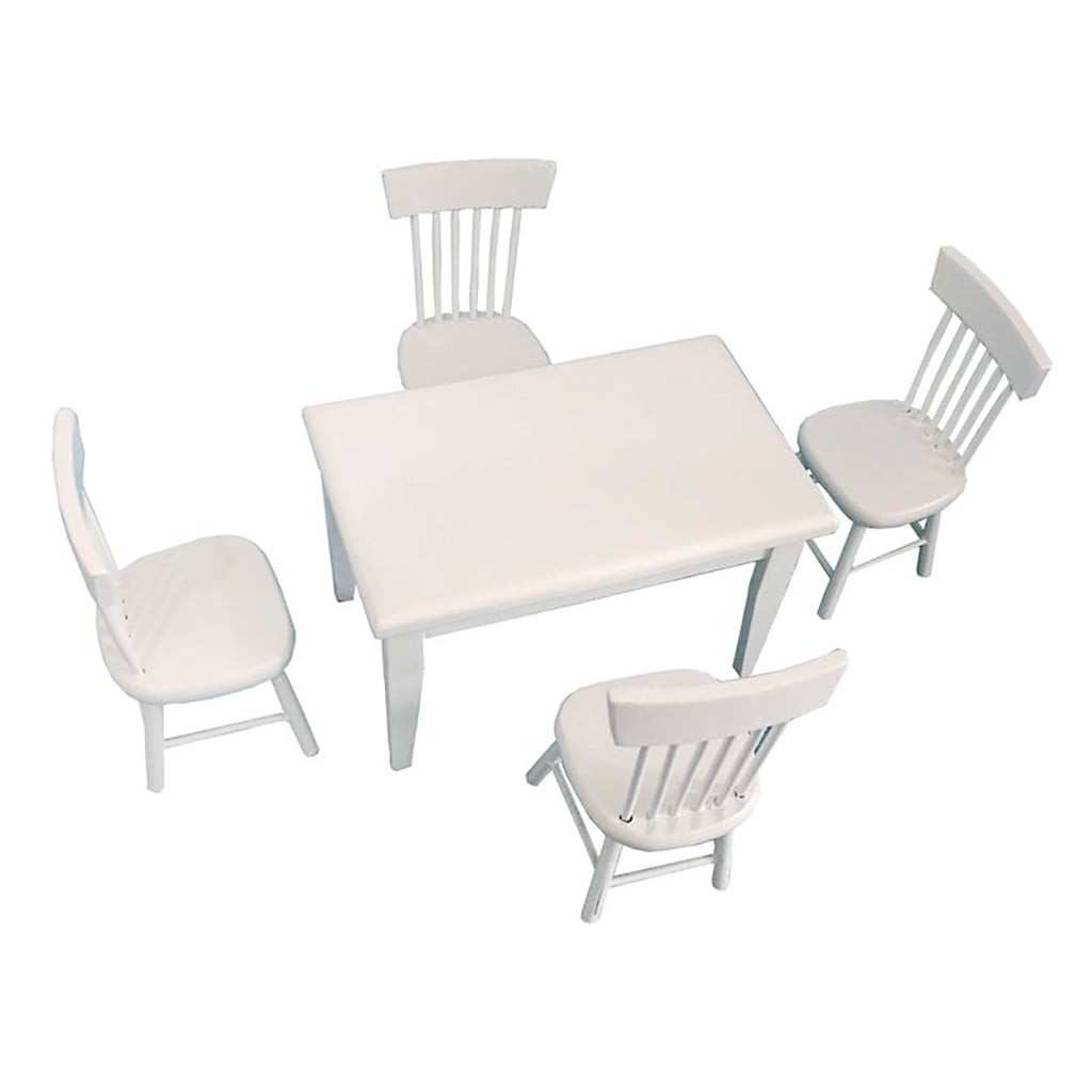 1Set 1/12 Dollhouse Miniature Dining Table Chair Doll House Wooden FurniturePF 