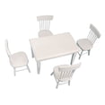thumbnail image 1 of 1 Scale Miniature Dollhouse Dining Set Wooden Table Chair Model Furniture White Craft Kit, 1 of 7