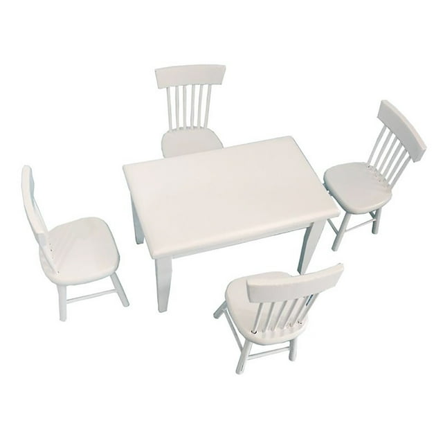1 Scale Miniature Dollhouse Dining Set Wooden Table Chair Model Furniture White Craft Kit
