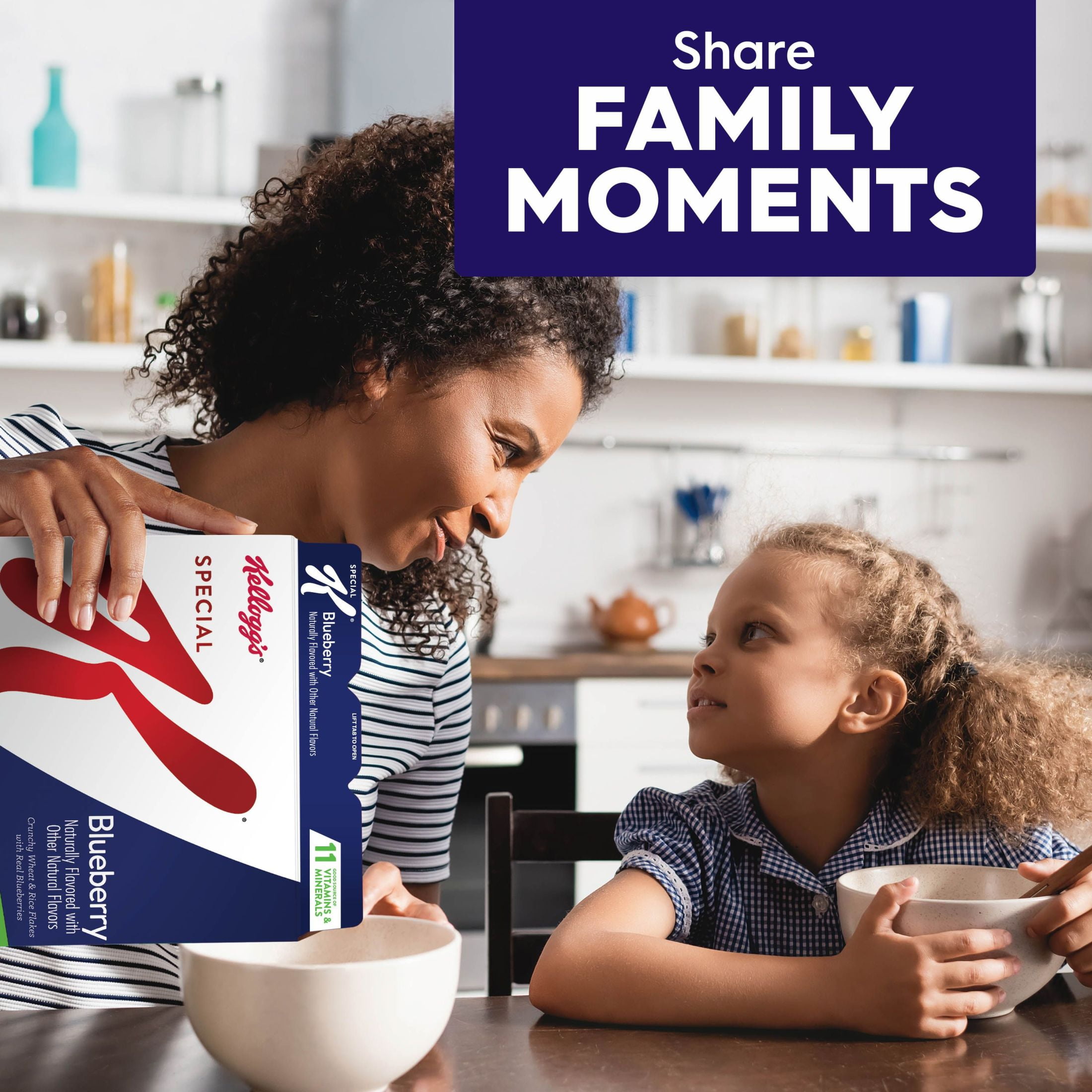 Kellogg's Special K Breakfast Cereal, Fiber Cereal, Family Breakfast, Family Size, Blueberry, 15.5oz (Pack 4)