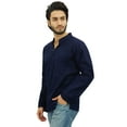 thumbnail image 4 of Atasi Chemise Tunique Décontractée en Coton Col Rond Bleu pour Hommes-TTTG, 4 of 7