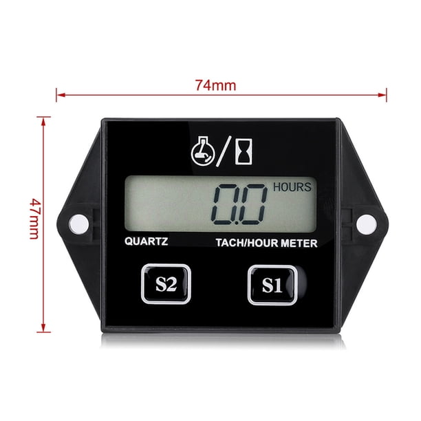 Medidor de horas RPM, tacómetro digital LCD, tacómetro/hora, medidor de horas con tacómetro LCD, medidor de horas con tacómetro, diseño aerodinámico