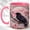 Pink, variant on Cherry Blossom Raven Coffee Mug, Moon Bird Mug, Ceramic 11 oz