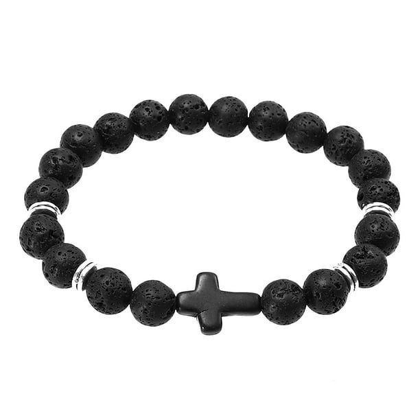1pc Natural Stone Cross Bracelet Healing Wrist Chain Meditation Bracelet Decor