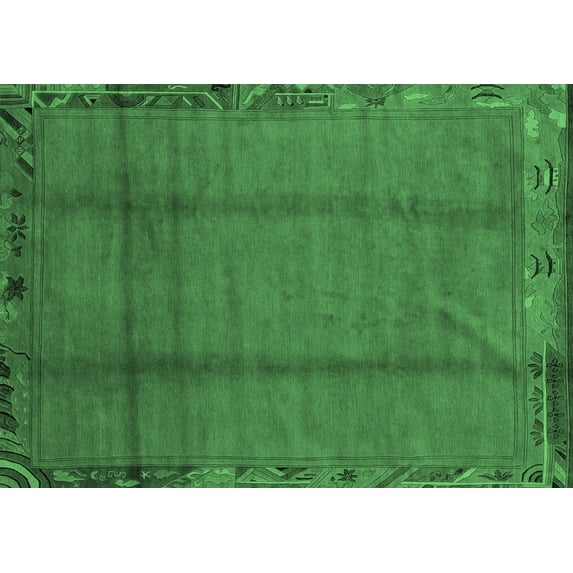 Ahgly Company Indoor Rectangle Abstract Emerald Green Modern Area Rugs, 8' x 10'