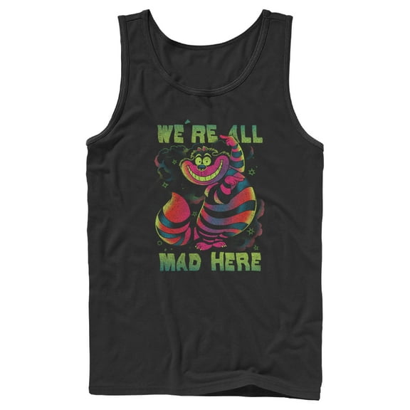 Men's Alice in Wonderland Rainbow Cheshire Tank Top Black Small