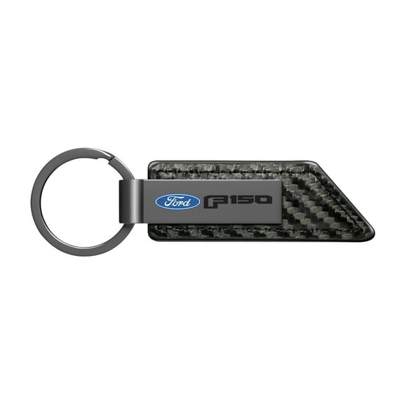 Ford F-150 2015 up Gunmetal Black Gray Carbon Fiber Texture Black Leather Key Chain