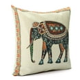 thumbnail image 2 of Elephant Pillow Case Indian Knitted Elephant Cotton Linen Throw Cushion Cover Decor 16.5"x16.5", 2 of 5