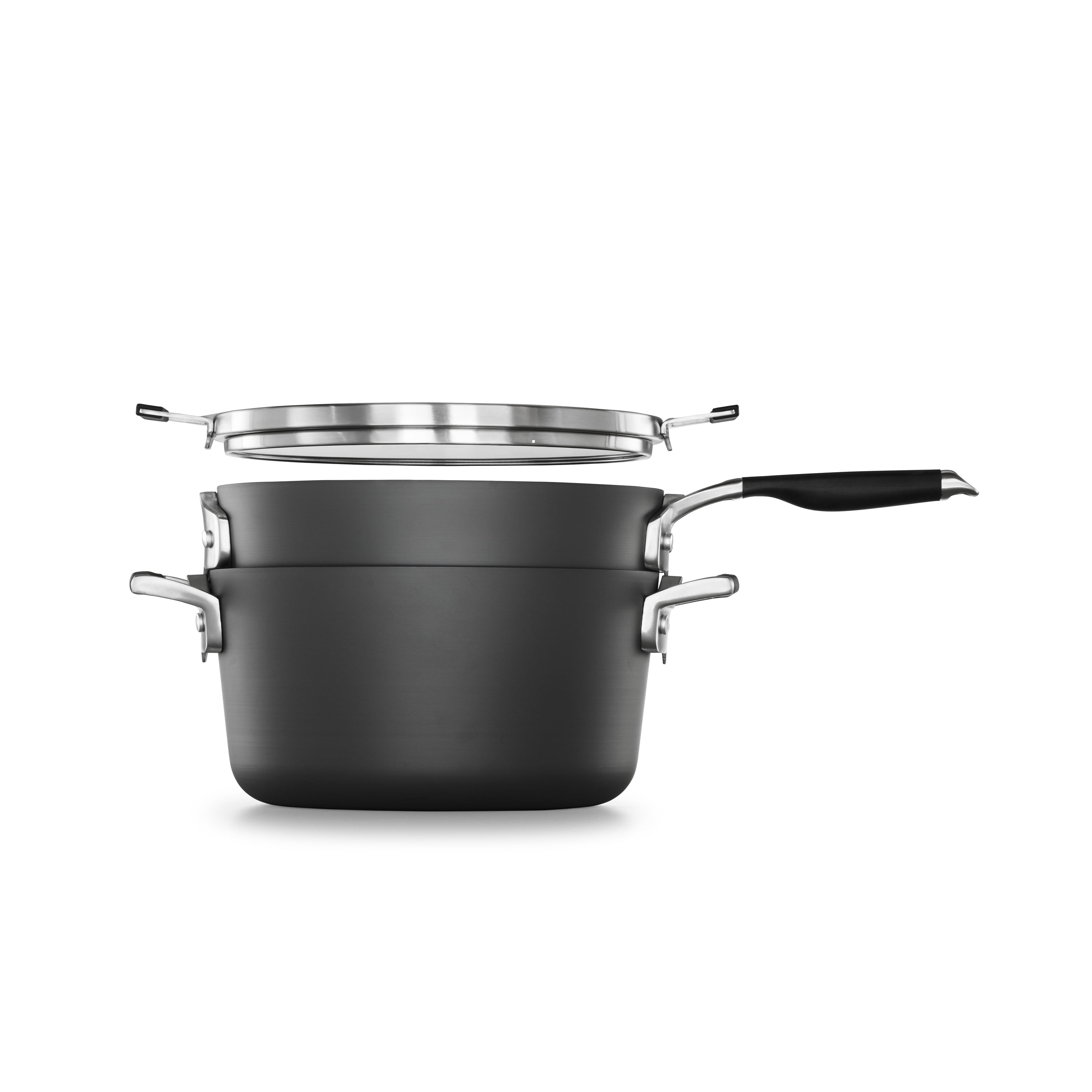 Calphalon Select Space Saving 3.5 qt. Hard-Anodized Aluminum Nonstick Sauce  Pan in Black with Glass Lid 2059879 - The Home Depot