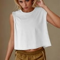 thumbnail image 6 of Jalioing Crop Tops for Women Loose Casual Sleeveless Athletic Shirts Solid Color Crew Neck Summer Tank Tops, 6 of 8