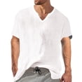 thumbnail image 2 of Cotton Linen T Shirts for Man 2026 Summer Casual Lightweight Relaxed Fit Short Sleeve V Neck Beach Shirt, 2 of 2