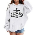 thumbnail image 2 of Tisuna Kids Hoodies Girls Comfortable Letter Print Hoodie With Kangaroo Pocket Teen And Youth Daily Party Long Sleeve Tops Clothes Size 12-13 Years, 2 of 4