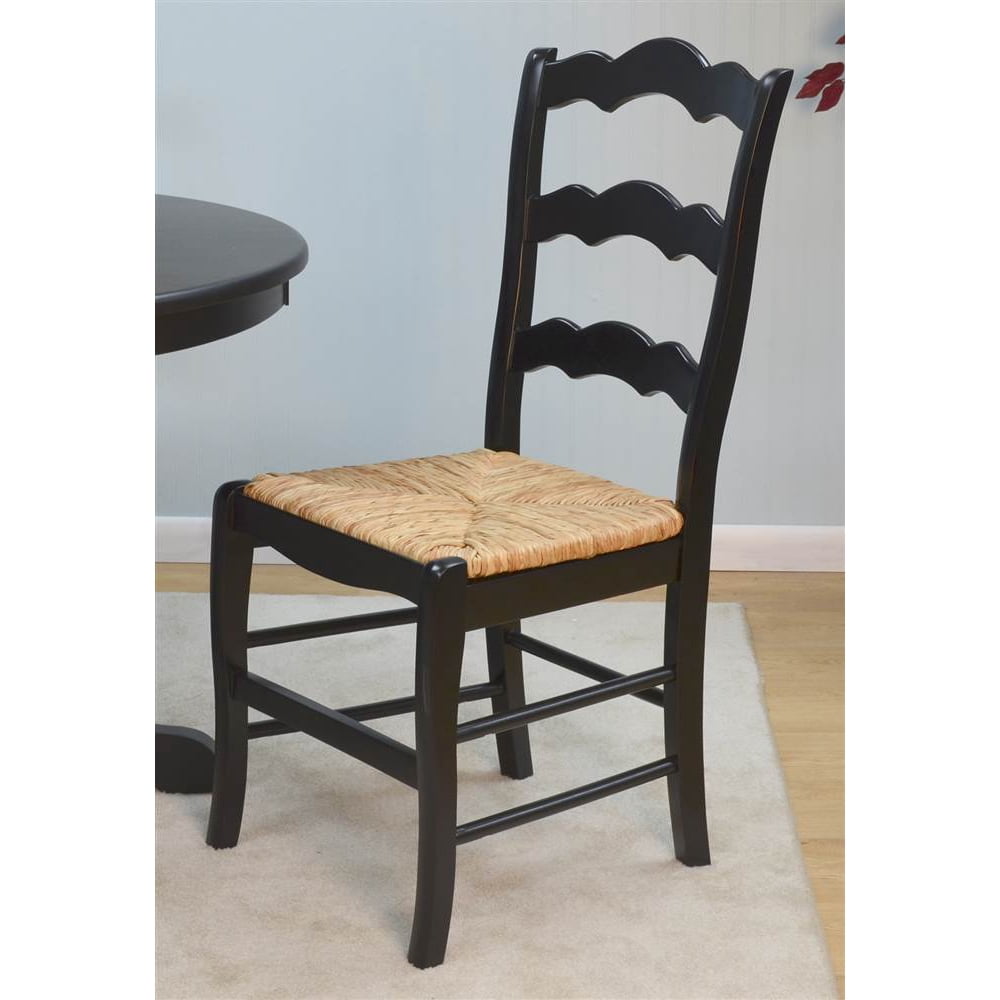 Ladder Back Chair in Antique Black Finish