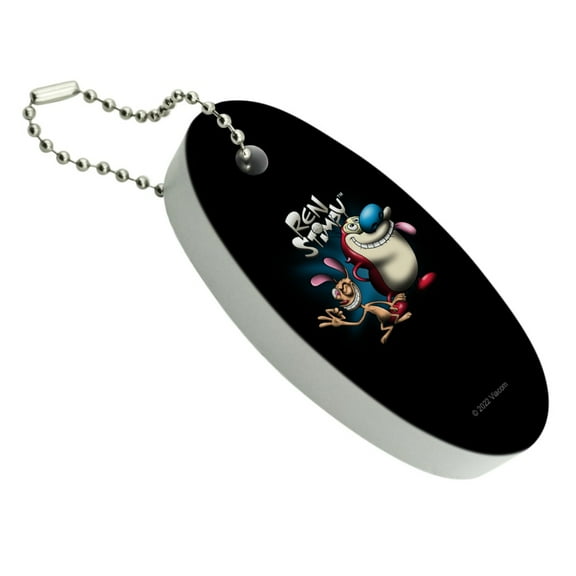 Ren and Stimpy Airbrush Floating Keychain Oval Foam Fishing Boat Buoy Key Float